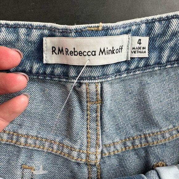 NWOT Rebecca Minkoff Women's 4 Crystal Embellished Distressed Denim Shorts NEW - Picture 9 of 13